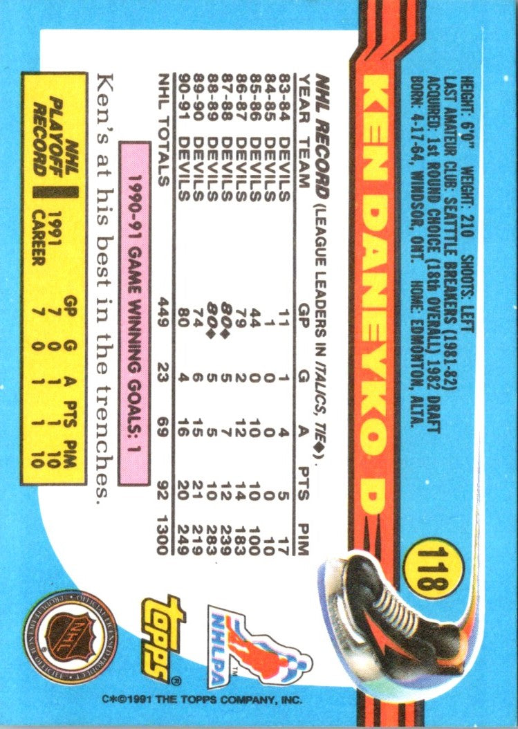 1991 Topps Ken Daneyko
