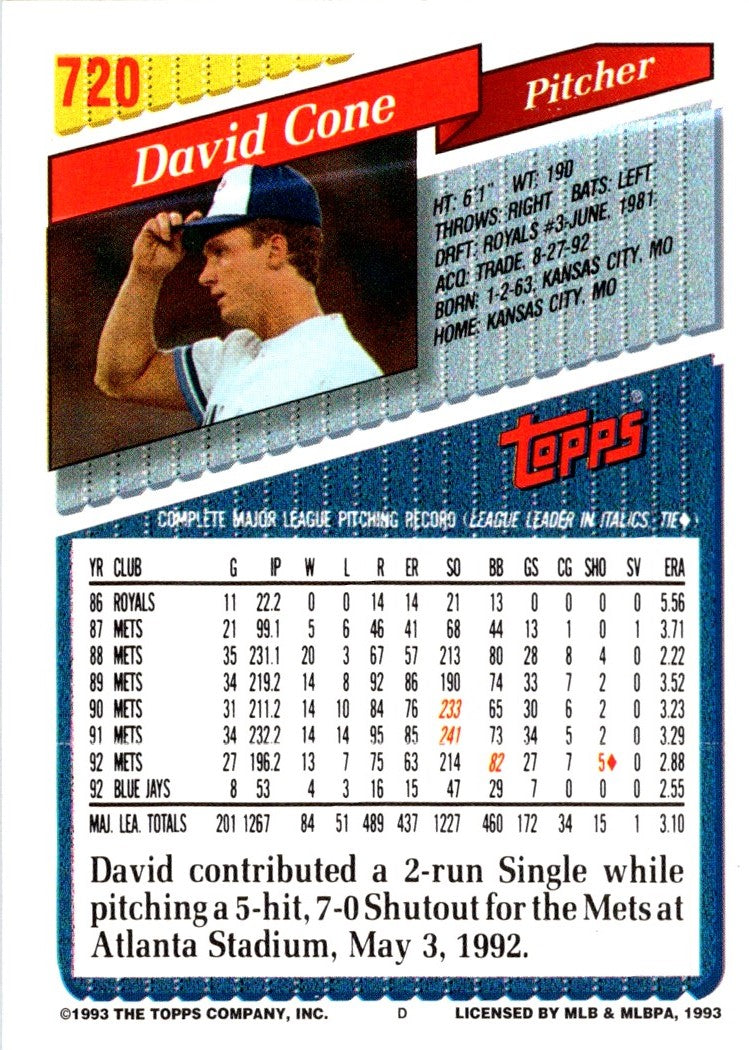 1993 Topps David Cone