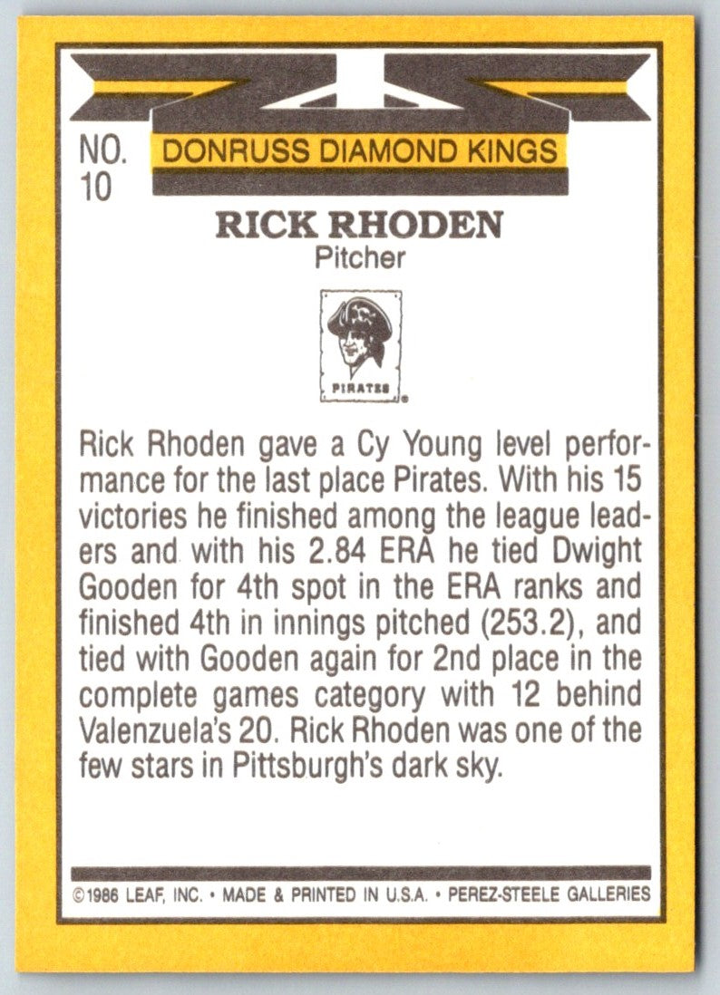 1987 Donruss Diamond King Rick Rhoden