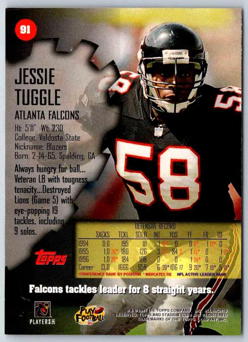 1997 Topps Stadium Club Football Jessie Tuggle