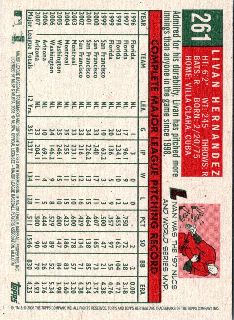 2008 Topps Heritage Livan Hernandez