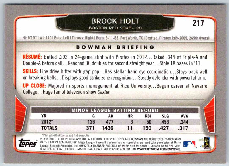 2014 Bowman Brock Holt