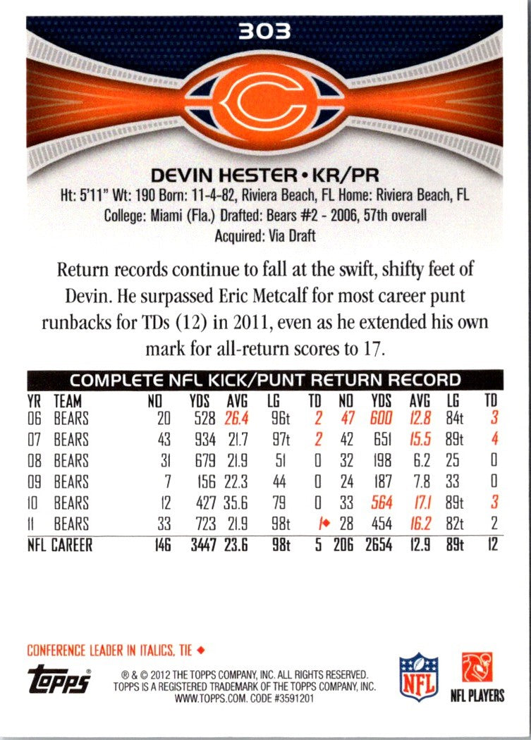 2012 Topps Devin Hester