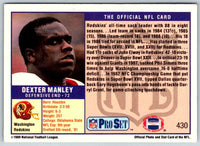 1989 NFL Proset Dexter Manley #430
