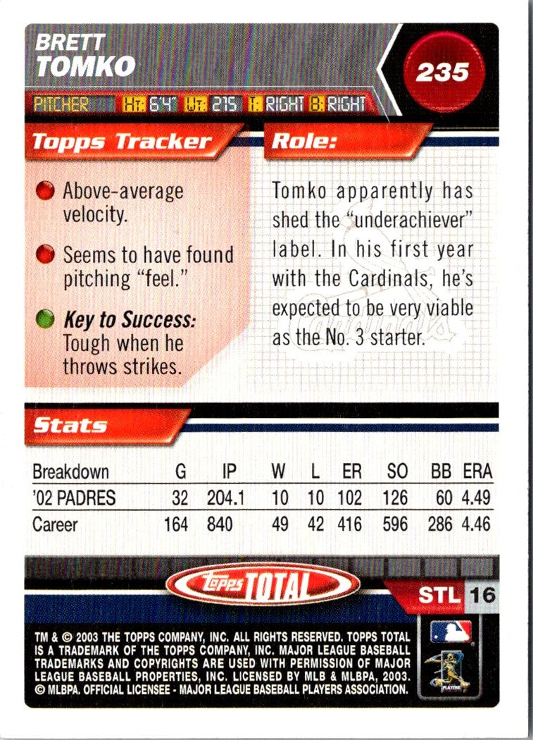 2003 Topps Total Brett Tomko