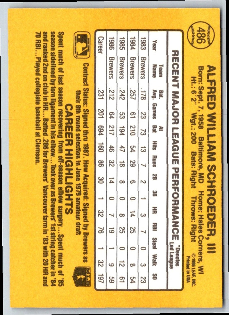 1986 Donruss Bill Schroeder