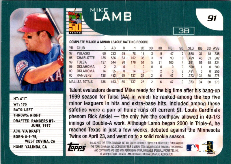 2001 Topps Mike Lamb