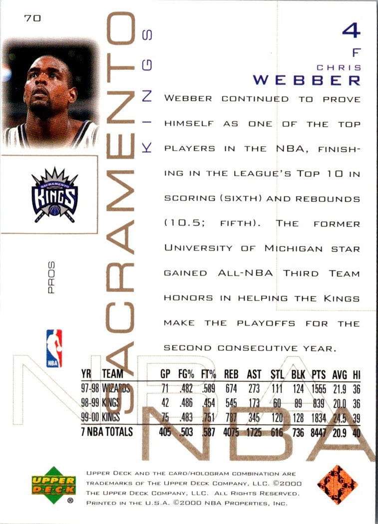 2000 Upper Deck Pros & Prospects Chris Webber