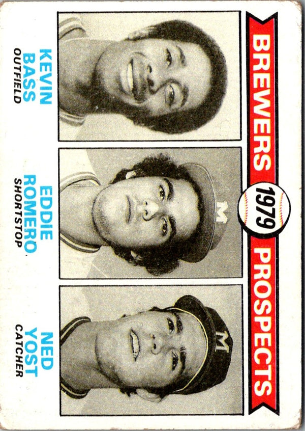 1979 Topps Brewers Prospects - Kevin Bass/Ed Romero/Ned Yost #708 Rookie