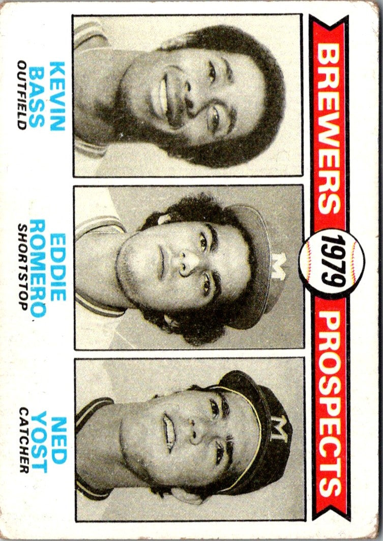 1979 Topps Brewers Prospects - Kevin Bass/Ed Romero/Ned Yost