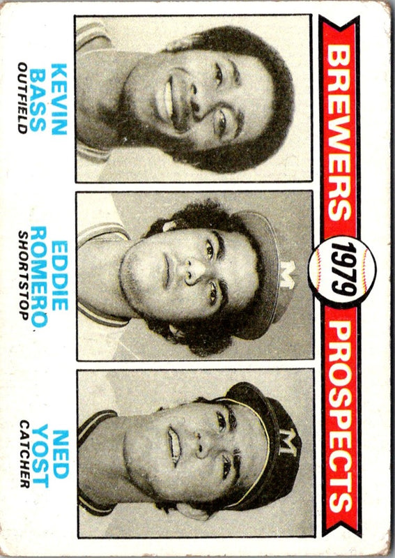 1979 Topps Brewers Prospects - Kevin Bass/Ed Romero/Ned Yost #708 Rookie