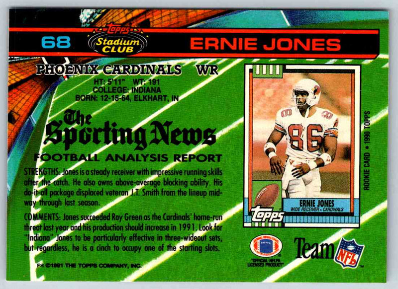 1991 Topps Stadium Club Football Ernie Jones