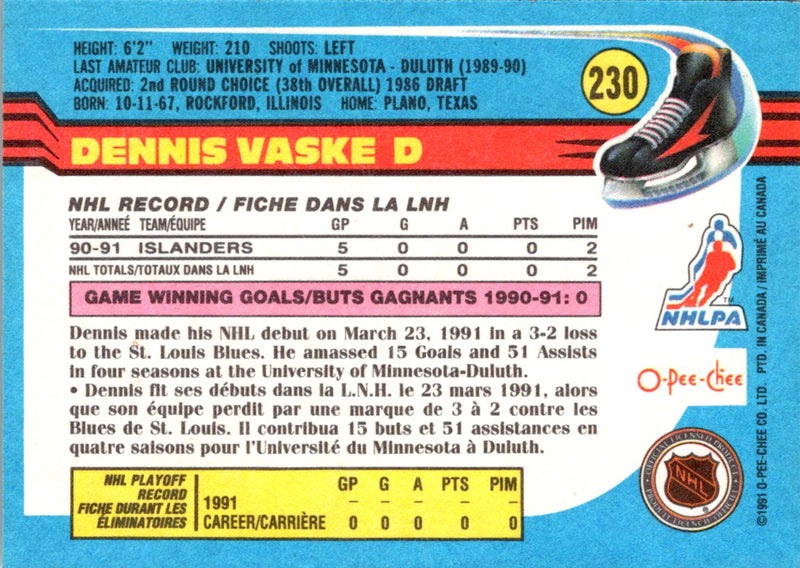 1991 O-Pee-Chee Dennis Vaske