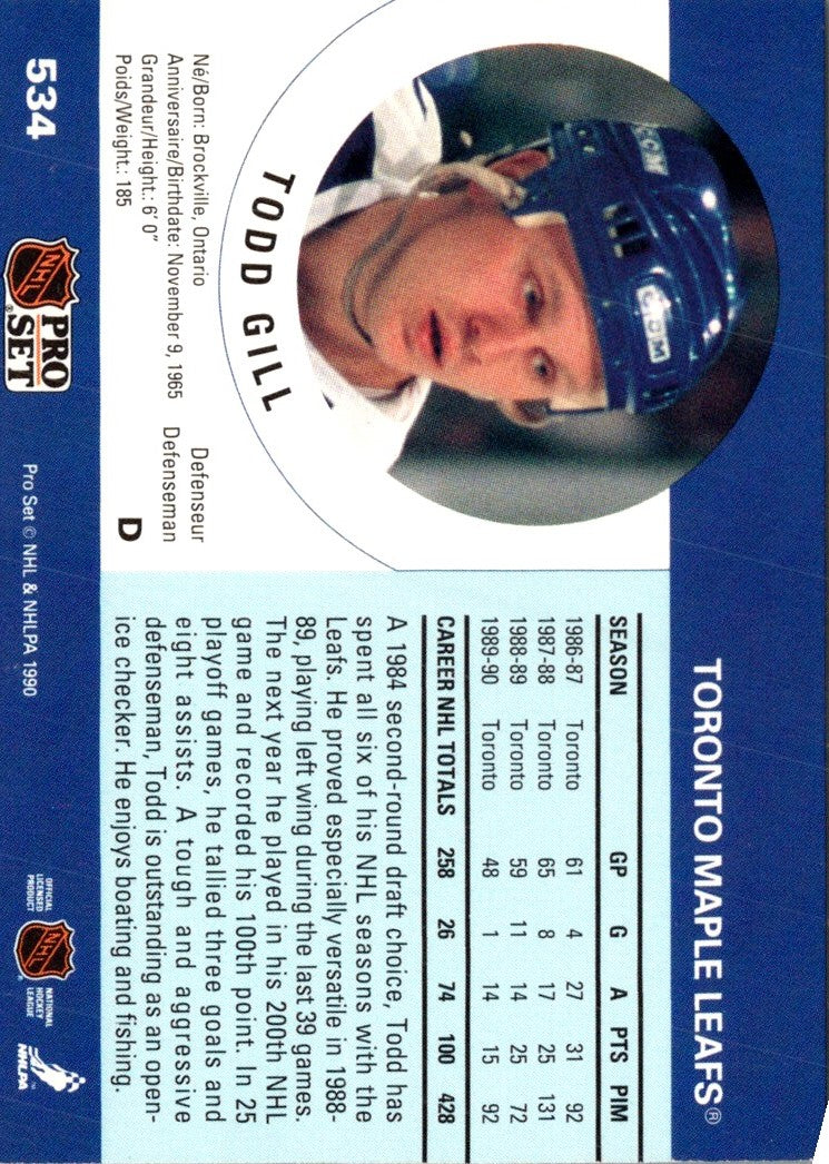 1990 Pro Set Todd Gill