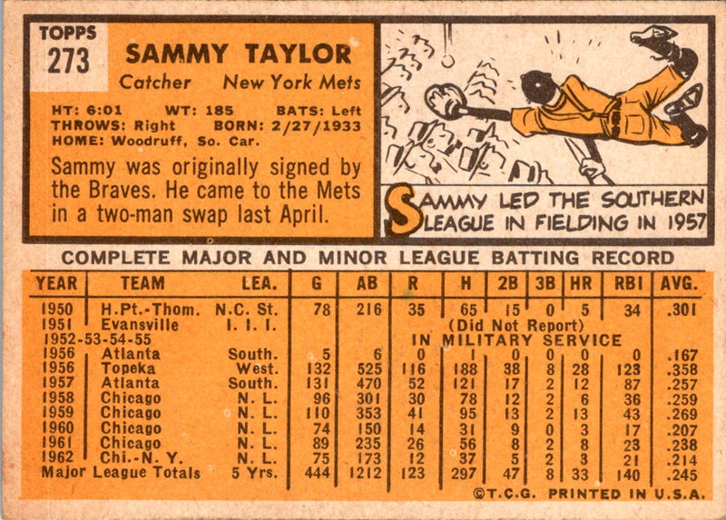 1963 Topps Sammy Taylor