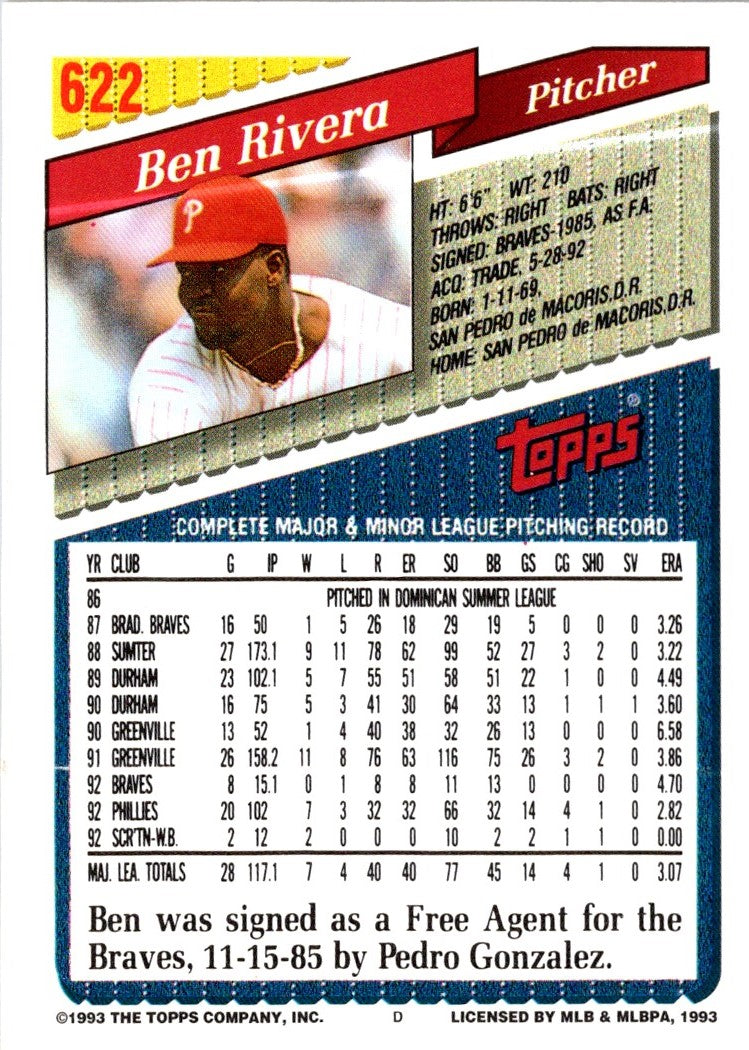 1993 Topps Gold Ben Rivera