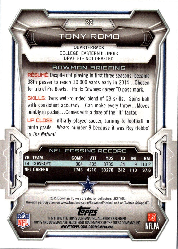 2015 Bowman Tony Romo