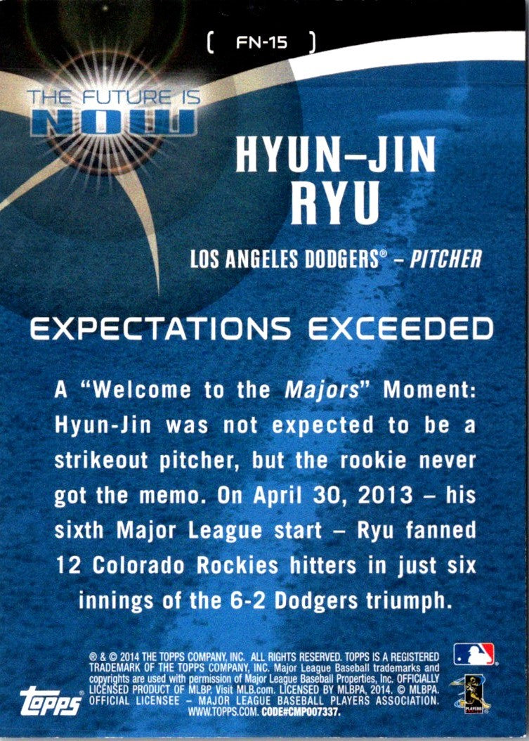 2014 Topps The Future is Now Hyun-Jin Ryu