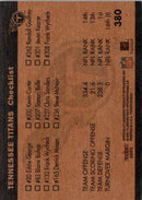 2001 Fleer Tradition Tennessee Titans Team Leaders