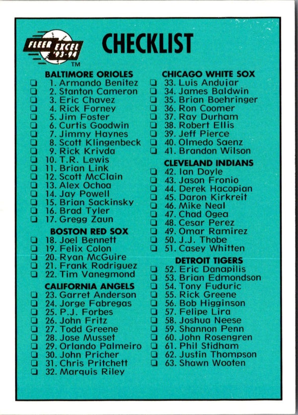 1993 Fleer Excel Checklist #298