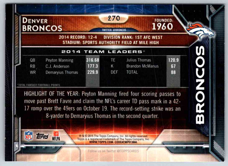 2013 Topps Denver Broncos