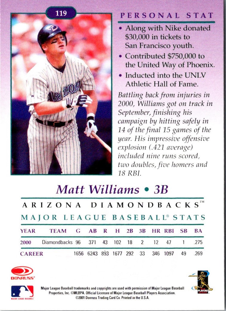 2001 Donruss Studio Matt Williams