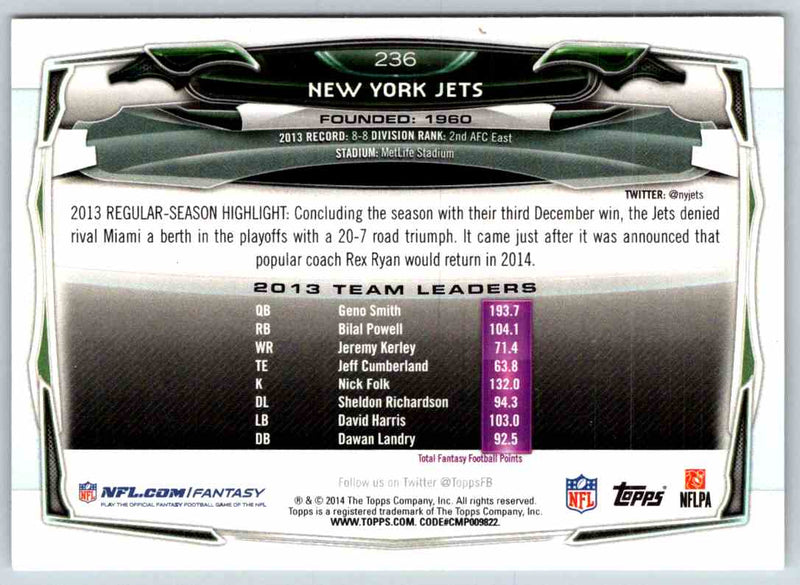 2014 Topps New York Jets