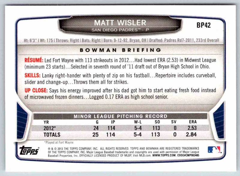 2014 Bowman Matt Wisler