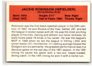 1987 Hygrade All-Time Greats Promos (Yellow Backs) Jackie Robinson