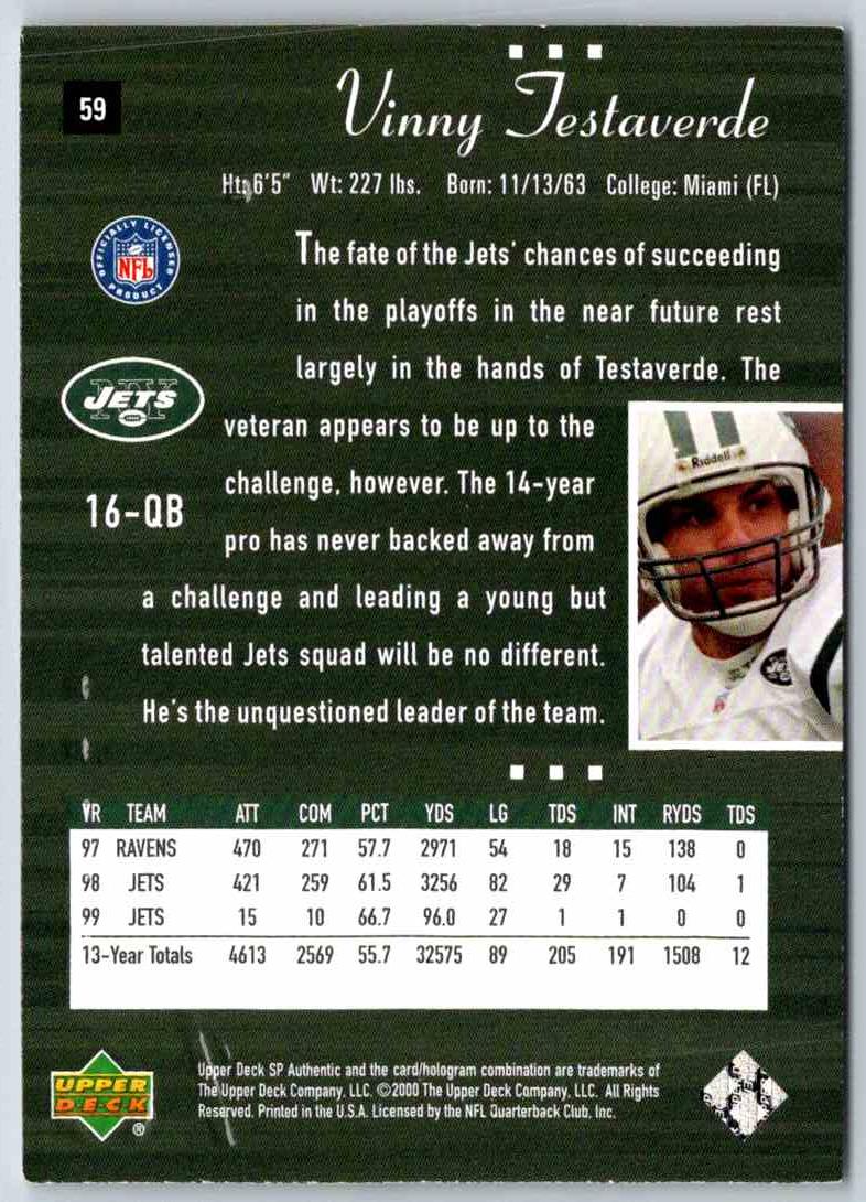 1998 Upper Deck Vinny Testaverde