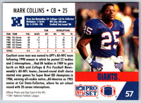 1991 Pro Set Mark Collins #57