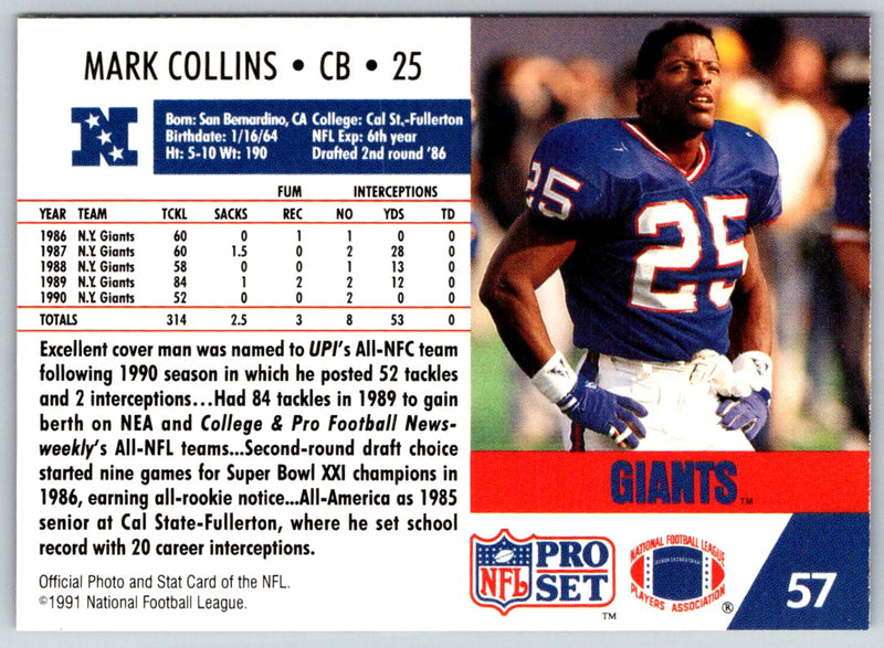 1991 Pro Set Mark Collins