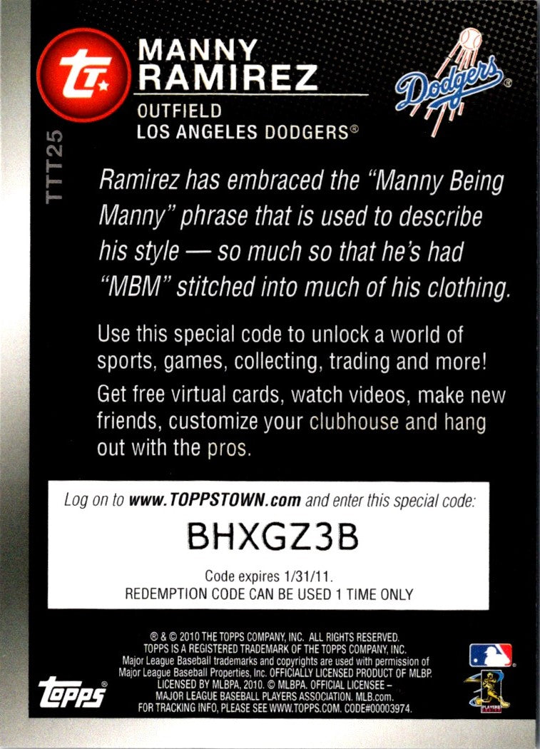 2010 Topps Ticket to Town Manny Ramirez