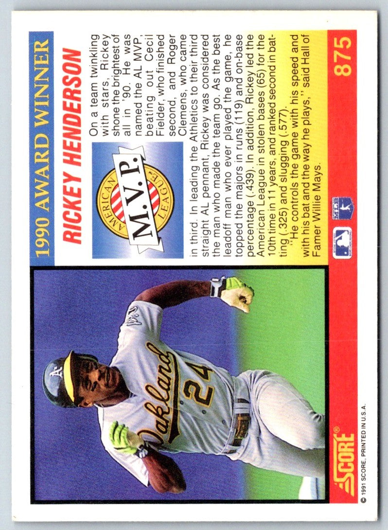 1991 Score Rickey Henderson