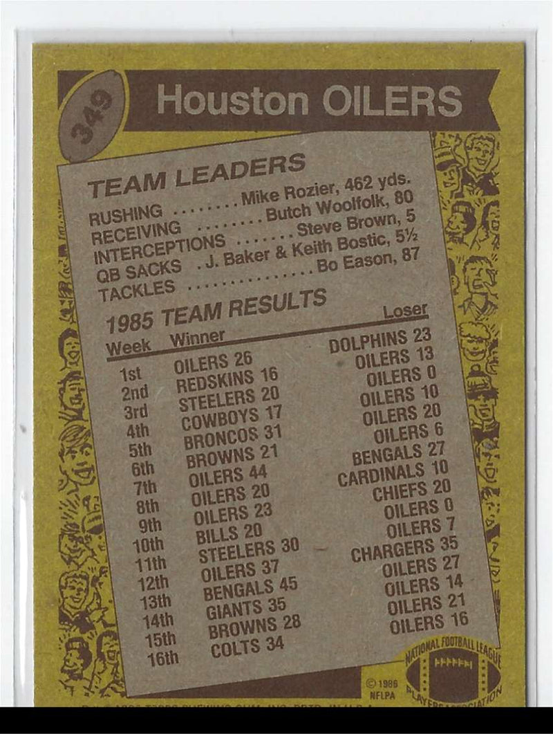 1986 Fleer Team Action Stickers Houston Oilers Helmet