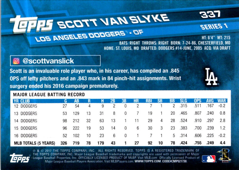 2017 Topps Scott Van Slyke