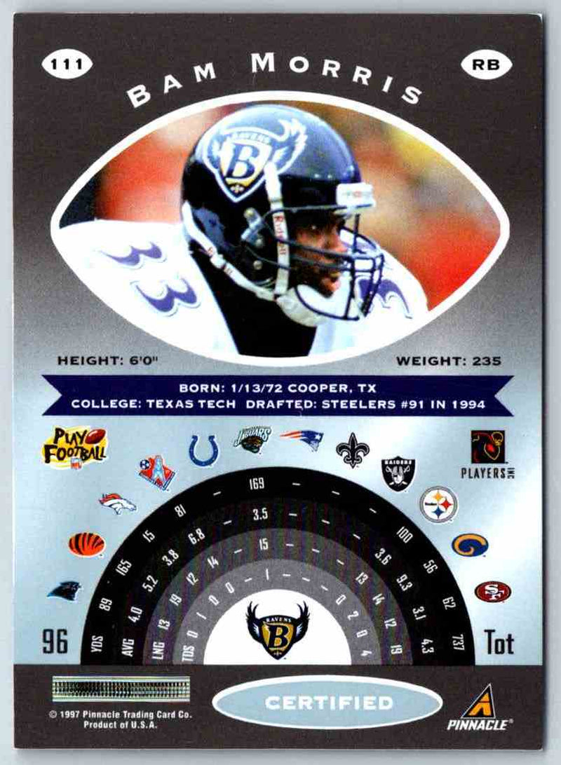 1997 Pinnacle Certified NFL Bam Morris