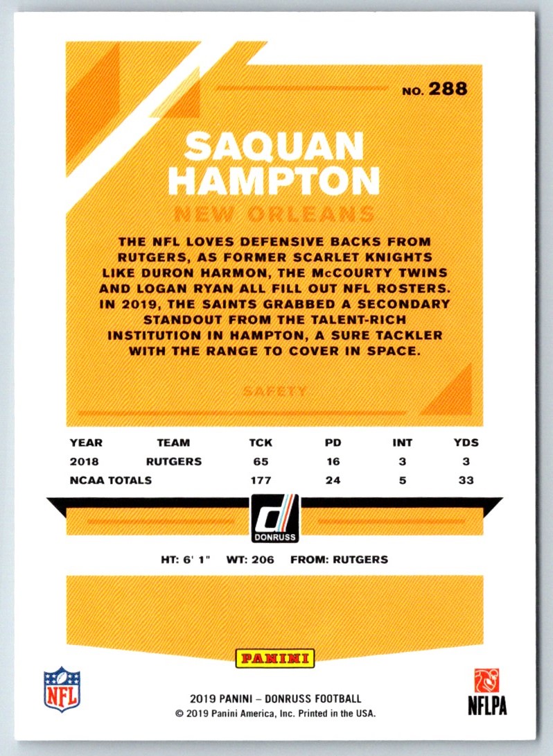 2019 Donruss Saquan Hampton