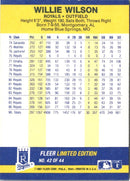 1987 Fleer Record Setters Willie Wilson
