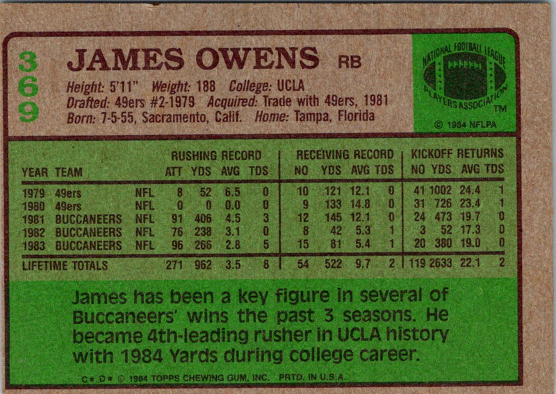 1984 Topps James Owens