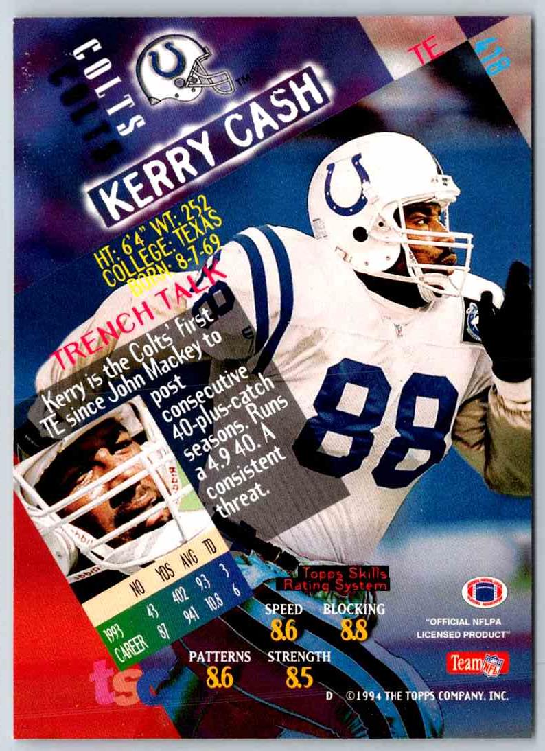 1994 Topps Stadium Club Football Kerry Cash