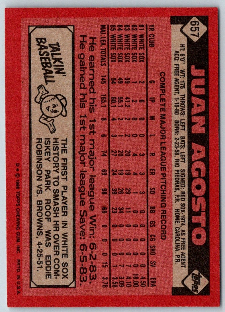 1986 Topps Juan Agosto