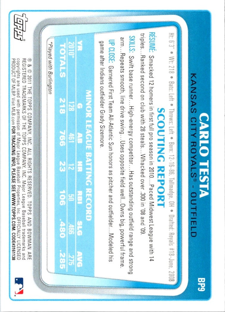 2011 Bowman Prospects Carlo Testa