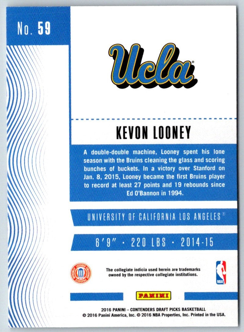 2016 Panini Contenders Draft Picks Kevon Looney