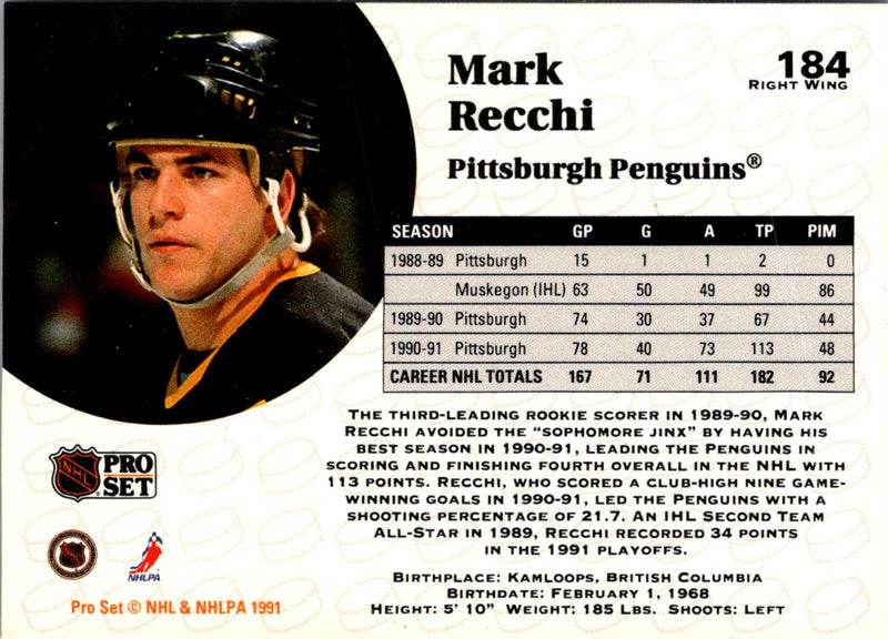 1991 Pro Set Mark Recchi