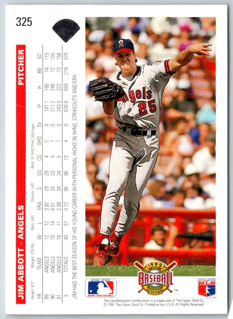 1992 Upper Deck Jim Abbott