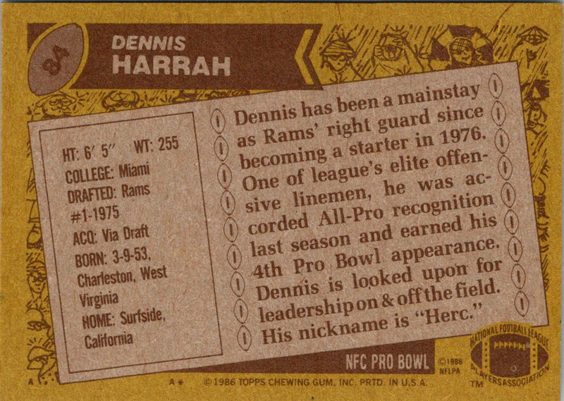 1986 Topps Dennis Harrah