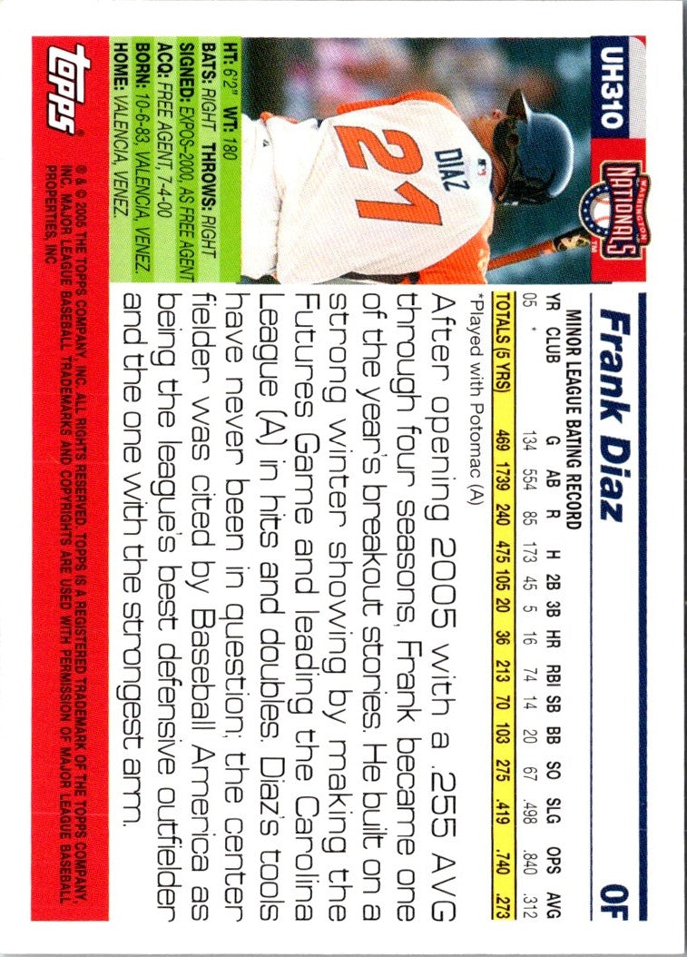 2005 Topps Updates & Highlights Frank Diaz