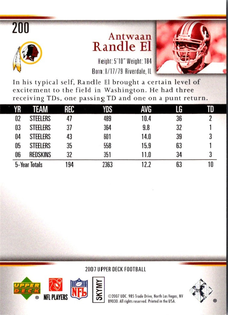 2007 Upper Deck Antwaan Randle El