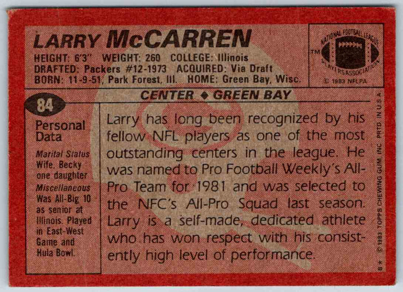 1983 Topps Larry McCarren